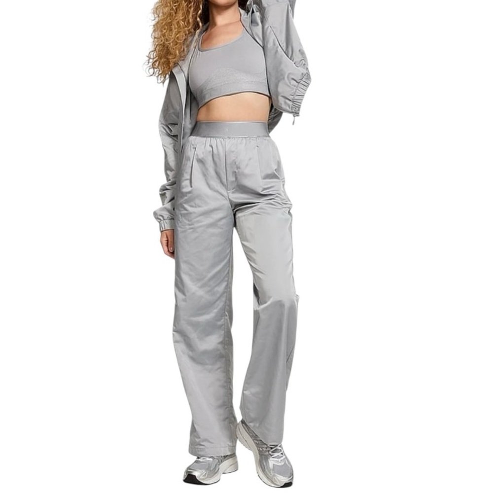 Victoria's Secret‎ Lux Glossy Sport Metallic Gray Windbreaker Bomber Jacket